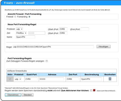 AVM firewall forward rule example