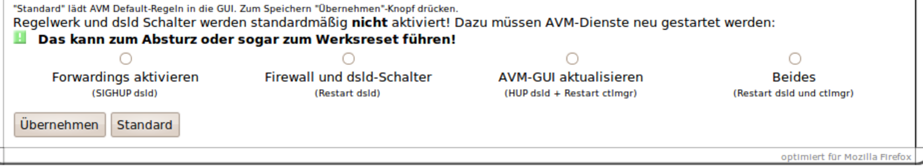 AVM firewall - Übernehmen Parameter (Trunk Version)