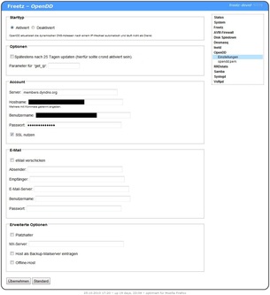 Konfigurationsseite OpenDD