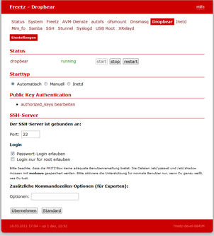 Dropbear Konfiguration