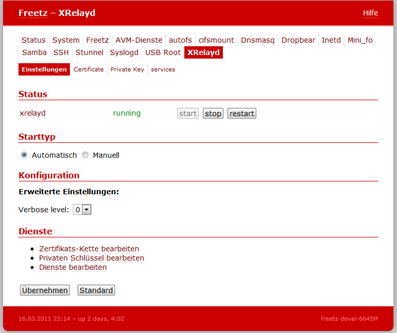 Xrelayd Webinterface