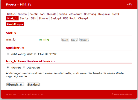 Mini_fo Webinterface