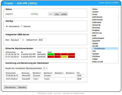 CGI zur Einrichtung von sispmctl