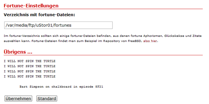 Fortune Einstellungen