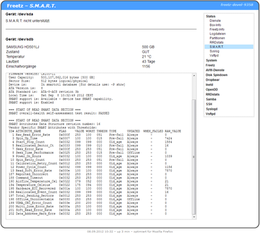 Statusseite von SMART im WebIf