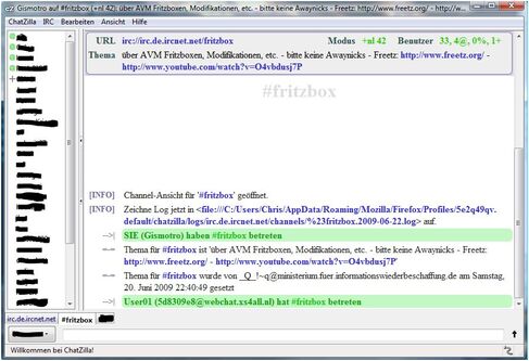 IRC Chatzilla Window