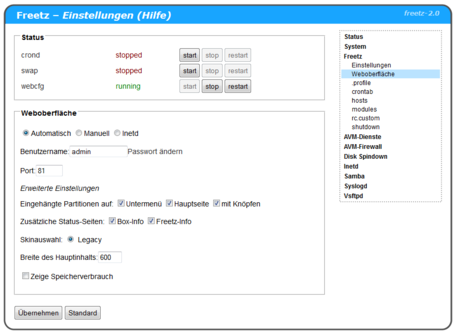 Freetz-Weboberfläche