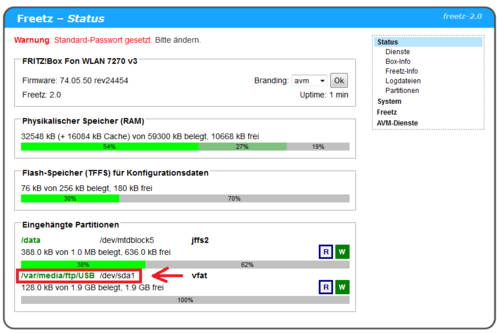 Neues Freetz-WebIF inkl gemounteten USB-Stick