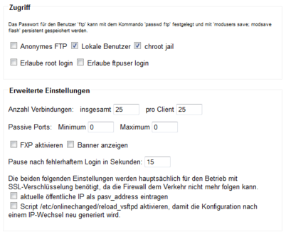 Zugriff und Erweiterte Einstellungen