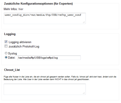 Zusätzliche Konfig. + Logging