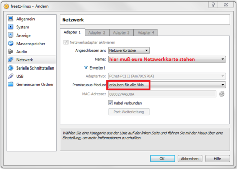 Netzwerkkarte ändern