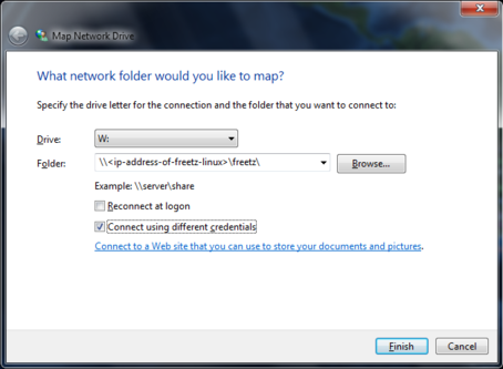 Map freetz-linux as netwrok drive
